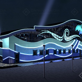 Архитектурно-художественная подсветка дельфинария в Грозном